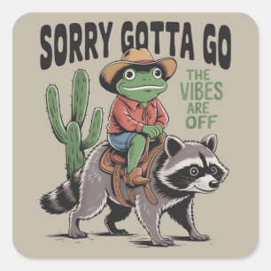 Vibes Are Off Sorry Gotta Go Vintage Frog Funny  Square Sticker