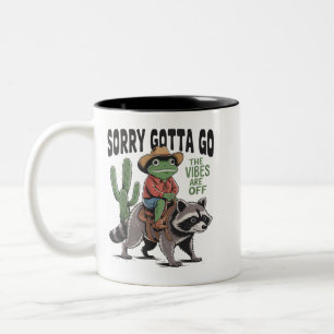 Vibes Are Off Sorry Gotta Go Vintage Frog Funny  Two-Tone Coffee Mug