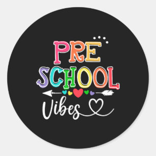 Vibes Back To School Retro Pre-k Teachers  Classic Round Sticker