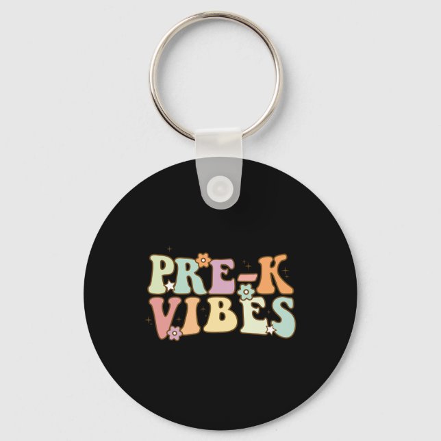 Vibes Back To School Retro Teacher Student  Key Ring (Front)