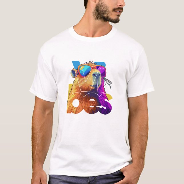 Vibes Capybara Retro Design T-Shirt (Front)
