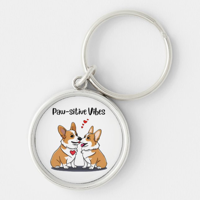  Vibes Corgis in Love Key Ring (Front)