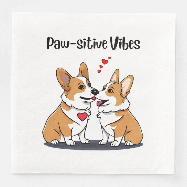  Vibes Corgis in Love Napkin (Front)