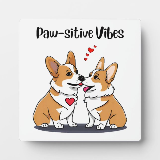  Vibes Corgis in Love Plaque (Front)