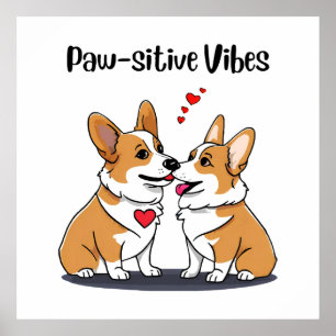 Vibes Corgis in Love Poster