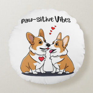  Vibes Corgis in Love Round Cushion