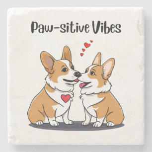 Vibes Corgis in Love Stone Coaster