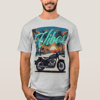 "Vibes" Retro Motorcycle Sunset Street T-Shirt
