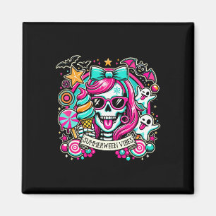 Vibes Skeleton Spooky Vacation Halloween Summer 1  Magnet