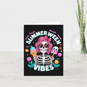 Vibes Skeleton Spooky Vacation Halloween Summer Card
