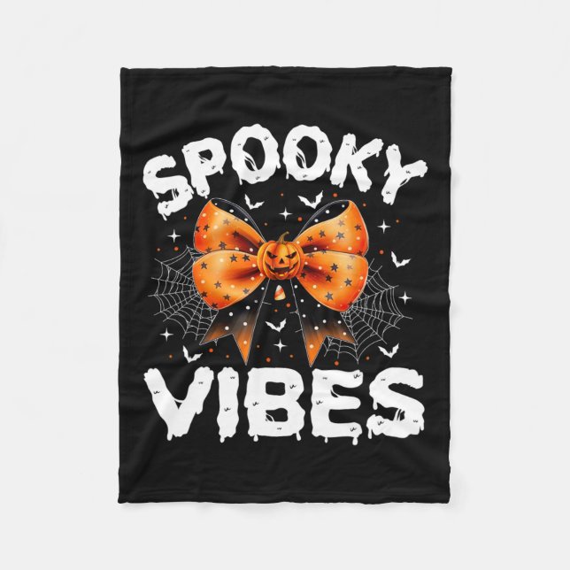 Vibes Women Girls Kids Cute Halloween Pumpkin  Fleece Blanket (Front)