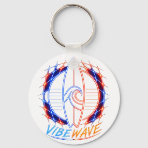 Vibewave Neon Surfboard Design – Retro Wave Glow A Key Ring