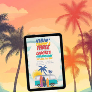 Vibin' Thrivin' & Three Surf Van 3rd Birthday Invitation