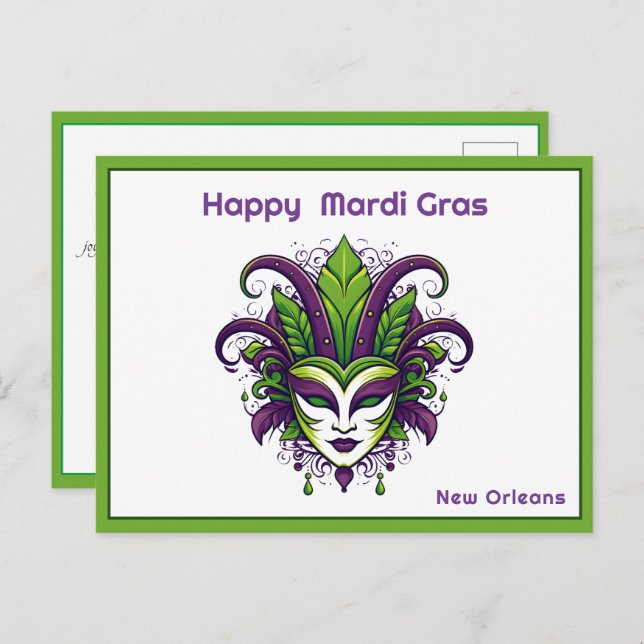 💚💜💛Vibrance of Mardi Gras Postcard (Front/Back)