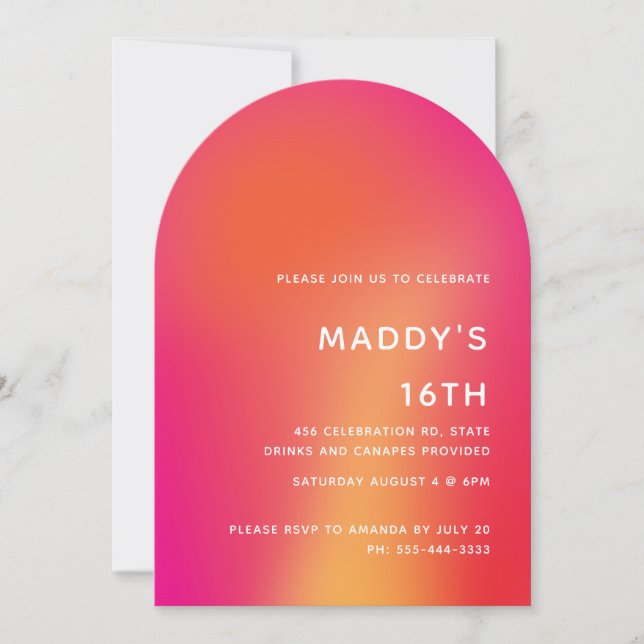 Vibrant 16th Birthday Invitation Template (Front)