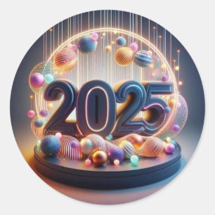 : Vibrant 2025 Celebration Design Classic Round Sticker