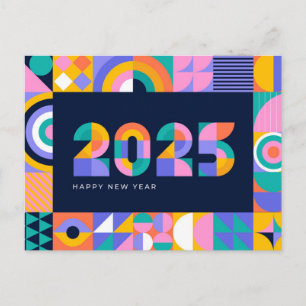 Vibrant 2025 New Year Holiday Postcard