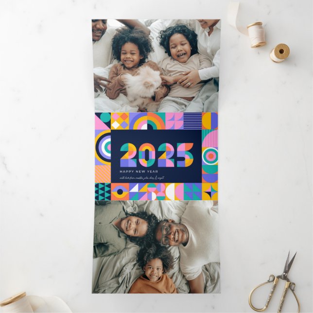 Vibrant 2025 New Year Tri-Fold Holiday Card (Inside)