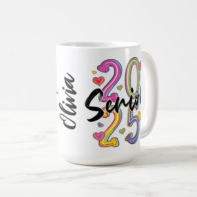 Vibrant "2025 Senior" Celebration Coffee Mug (Front Right)