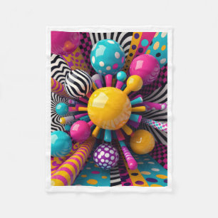Vibrant 3D Abstract Spheres and Patterns Blanket