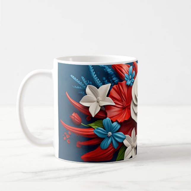 Vibrant 3d flowers coffee mug (Left)