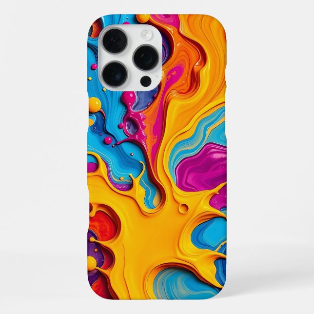 Vibrant 3D Fluid Paint Splatter Abstract Pattern iPhone Case (Back)