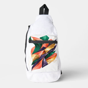 Vibrant 3D Geometric Crystal Shards Sling Bag