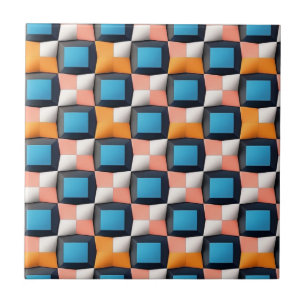 Vibrant 3D Geometric Illusion Pattern - Bold Colou Ceramic Tile