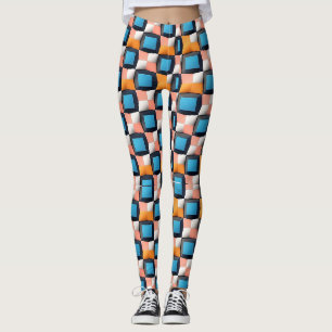 Vibrant 3D Geometric Illusion Pattern - Bold Colou Leggings