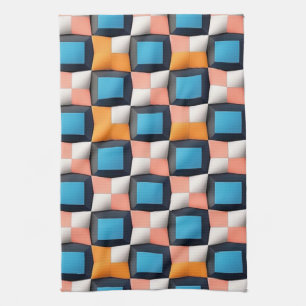 Vibrant 3D Geometric Illusion Pattern - Bold Colou Tea Towel
