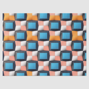 Vibrant 3D Geometric Illusion Pattern - Bold Colou Tissue Paper