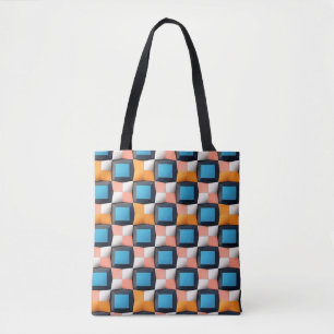 Vibrant 3D Geometric Illusion Pattern - Bold Colou Tote Bag