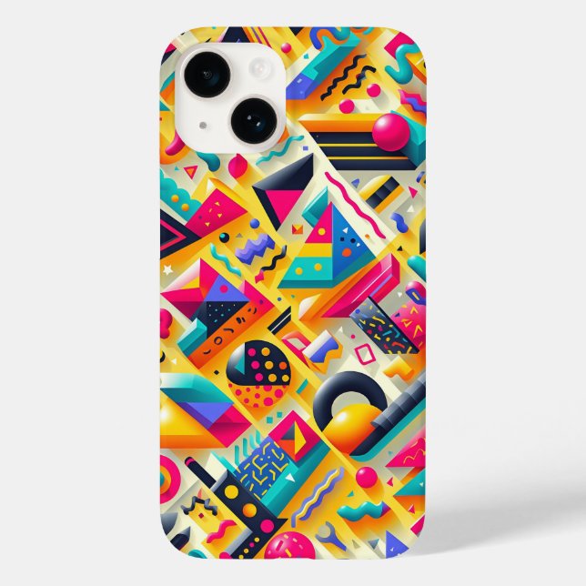 Vibrant 3D Geometric Shapes Phone Case - Colourful (Back)