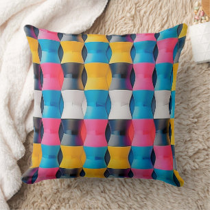 Vibrant 3D Hourglass Geometric Pattern Cushion