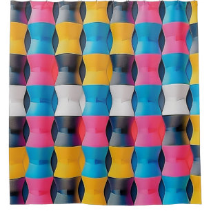 Vibrant 3D Hourglass Geometric Pattern Shower Curtain