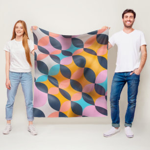 Vibrant 3D Petal Geometry Pattern in Bold Colours Fleece Blanket