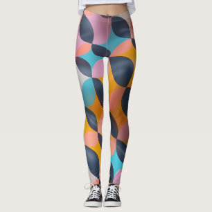 Vibrant 3D Petal Geometry Pattern in Bold Colours Leggings