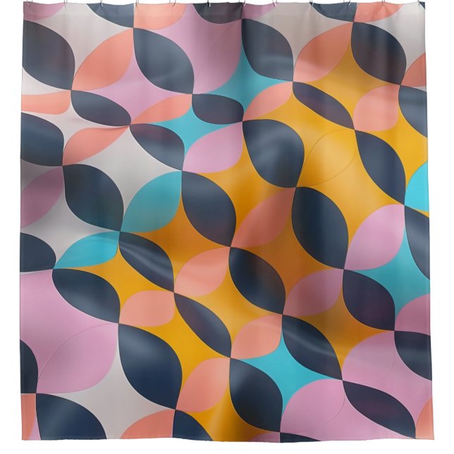 Vibrant 3D Petal Geometry Pattern in Bold Colours Shower Curtain (Front)