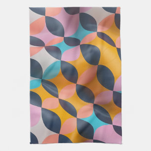 Vibrant 3D Petal Geometry Pattern in Bold Colours Tea Towel