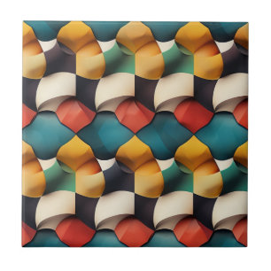 Vibrant 3D Petal Wave Geometric in Bold Colour Ceramic Tile