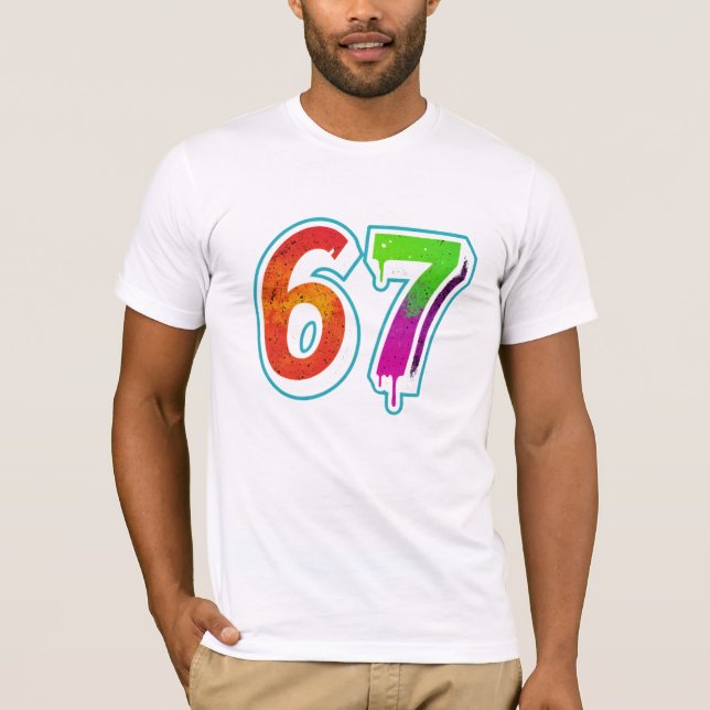  Vibrant 67 Art – Hand-Painted Number Design  T-Shirt (Front)