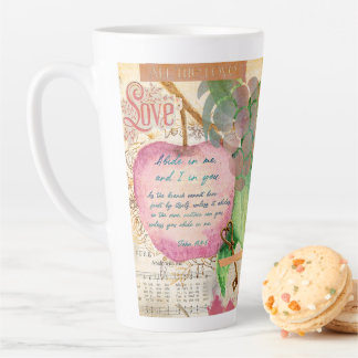 Vibrant Abide in Me Fruitful Faith Art Journal Latte Mug