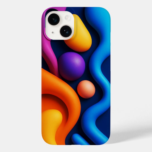 Vibrant Abstract 3D Shapes Case-Mate iPhone Case (Back)