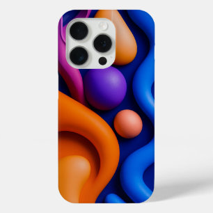 Vibrant Abstract 3D Shapes iPhone 15 Pro Case