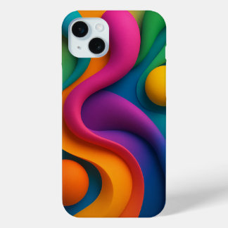 Vibrant Abstract 3D Shapes iPhone 15 Mini Case