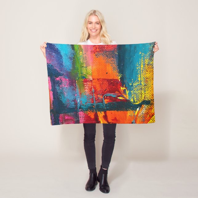 Vibrant Abstract Acrylic Art Throw Blanket  (In Situ)
