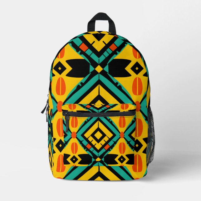 Vibrant Abstract African Pattern Printed Backpack (Front)
