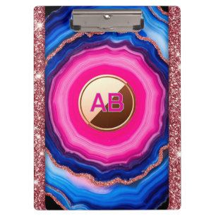 Vibrant Abstract Agate Pattern with Glittering Clipboard