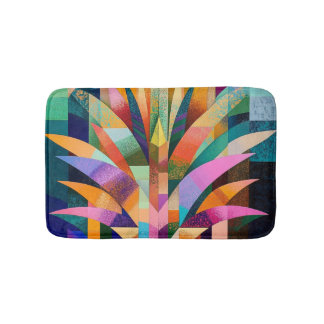 Vibrant Abstract Agave Bath Mat