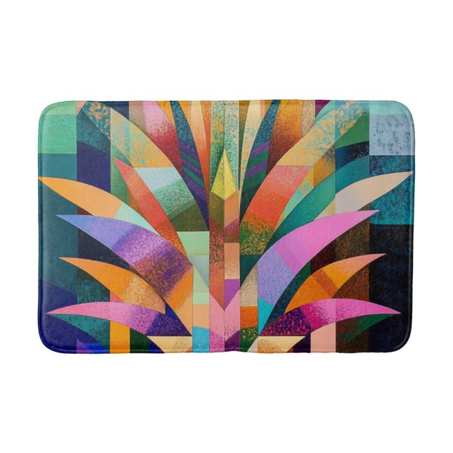 Vibrant Abstract Agave Bath Mat (Front)